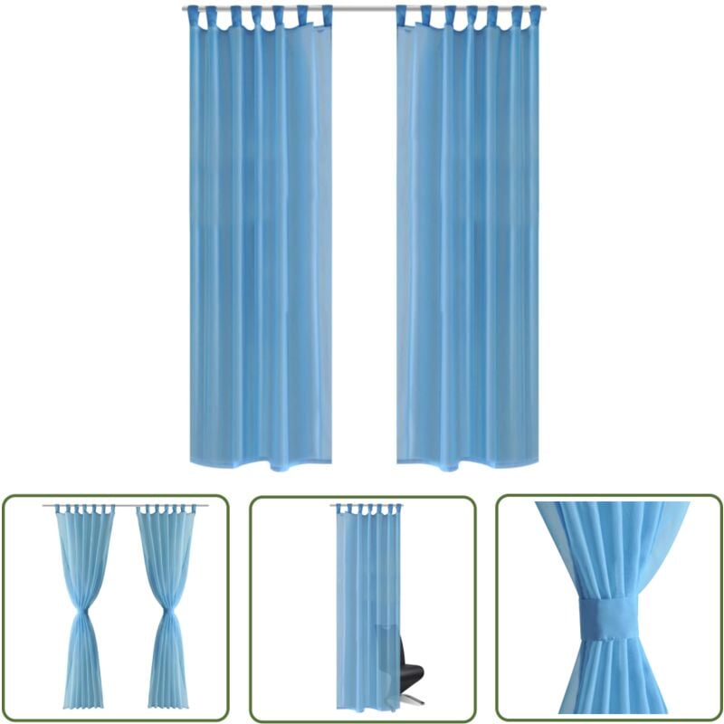 2 x Transparente Gardine Fertiggardine 140 x 245 cm türkis - Transparente Gardine - Türkise Gardine - Voile Gardine - Wohnraumdekoration