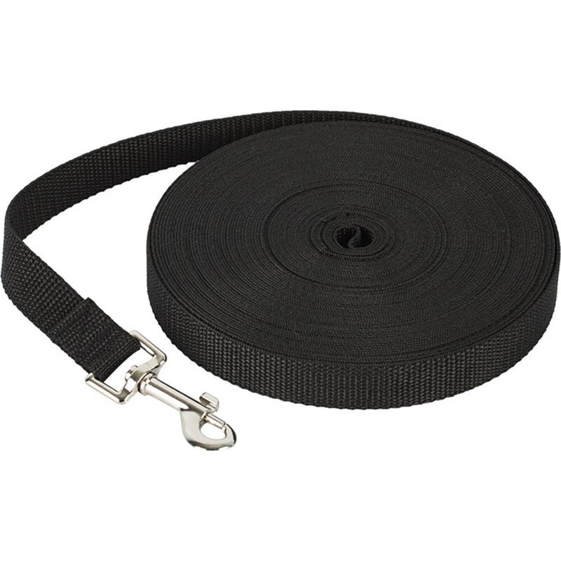 20 m lange schwarze Hundeleine, 2 cm breite schwarze Nylon-Hundeleine, mittelgroße Hundetrainings-Fährtenleine, lange Spazierleine.
