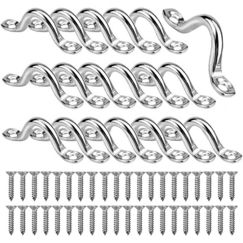 20 Stück Kajak-Deckschnallen, 4 mm Ösenplatte, Edelstahl in Marinequalität, Noppenform, feste Schnalle mit 40 Schrauben für Kajak- und Kanu-Takelage