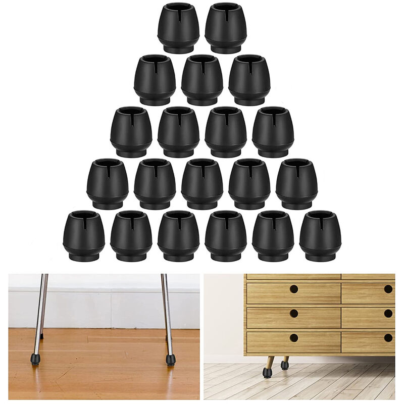 Petites Ecrevisses - 20x Stuhlbeinkappen Schwarz 17-21mm Stuhlbeinschoner für Hartholzböden Fliesen und Laminatboden