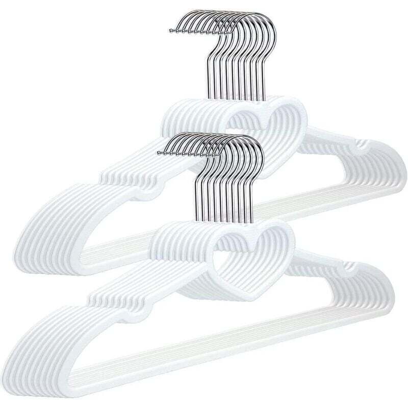 20 Stück, 39 x 21 x 0,5 cm, weiß, mit 360-Grad-Drehhaken, robuste Kunststoffkleiderbügel für Kleidung, Hemden, Jacken
