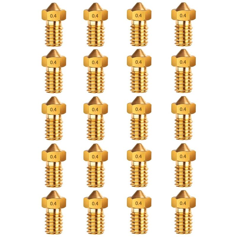 20 Stück 3D-Druckerdüsen, Messingdüsen 0,4 mm für 1,75 mm E3D V5 – V6 3D-Druckerfilament
