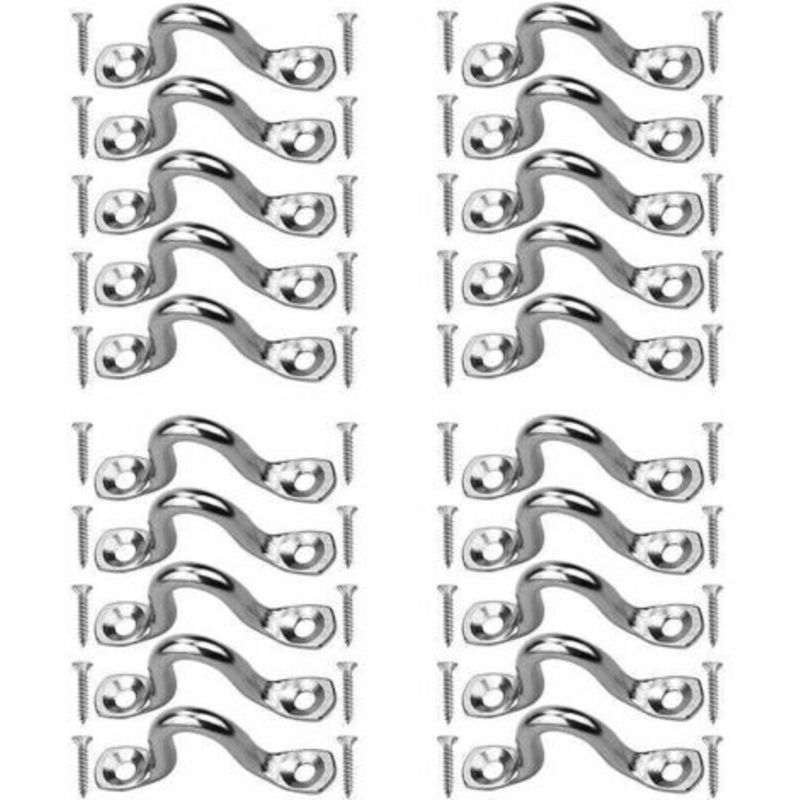 20 Stück Edelstahl-Ösenplatte, Kajak-Deckschnallen Edelstahlöse, Buckelform Feste Schnalle, Edelstahl-Ösenplatten, mit 40 Stück Schrauben, für