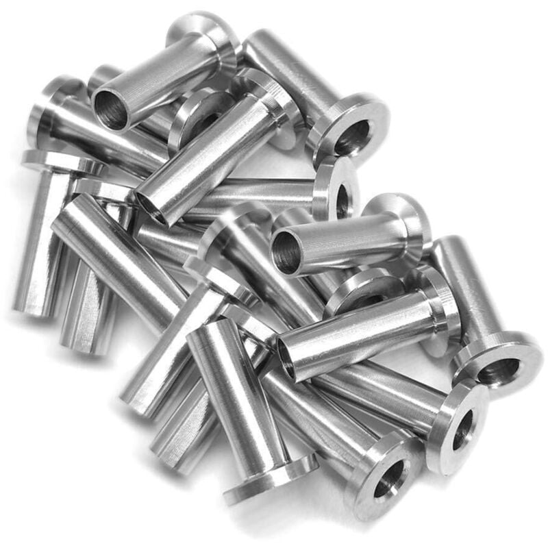 20 Stück Edelstahl-Schutzhülsen für Kabelgeländer 1/8 Zoll 5/32 Zoll 3/16 Zoll Holzpfosten, DIY-Geländer