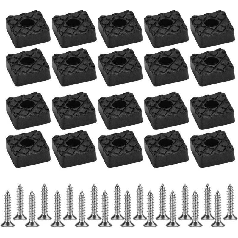 20 Stück Gummifüße zum Einschrauben, dickes Pad mit Metalldichtung, quadratisches Anti-Rutsch-Pad mit 22 mm Seite für Stuhl-, Tisch- und Hockerbeine,