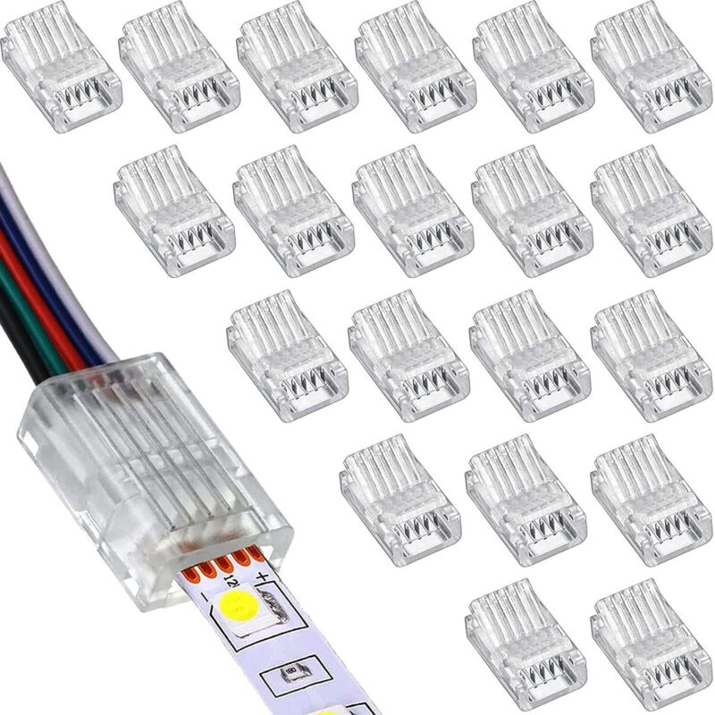 20 Stück LED Strip Connector 5 polig 10mm, LED lötfrei Streifenverbinder,5Pin Verbindungskabel Verbinder, für 10mm Breite SMD 5050 RGBW LED Strip 5V
