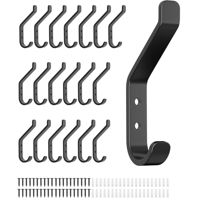 20 Stück, max. 10 kg, Wandhaken mit Schrauben, robuster Edelstahlhalter für Handtücher, Rucksäcke, Hüte, für Tür und Wand, 10 cm