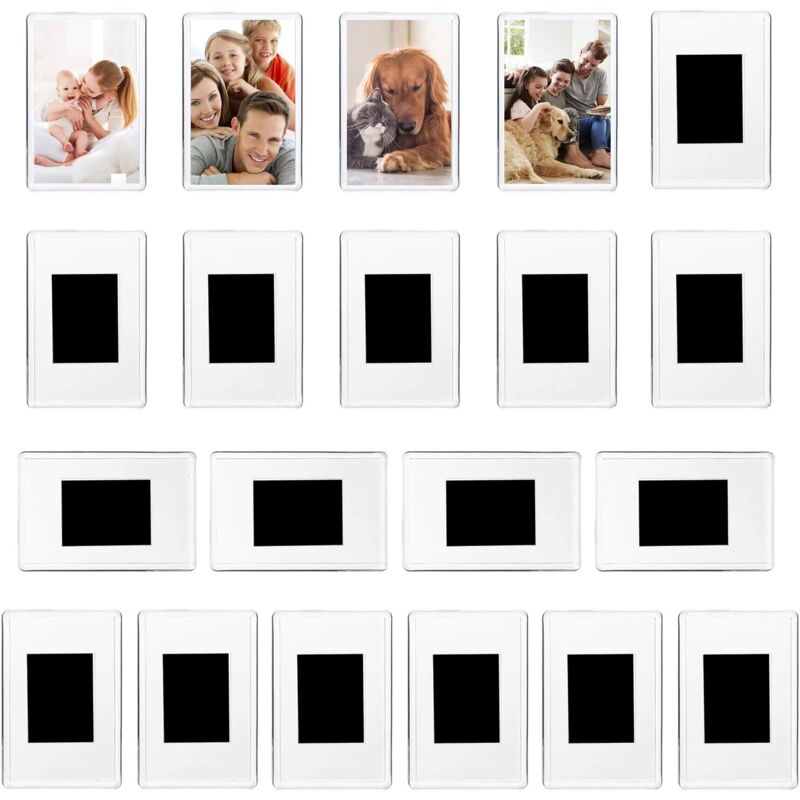20 Stück Mini Magnetisch Bilderrahmen für Fotos 7 x 4,5 cm, Klares Acryl Bilderrahmen für Kühlschrank Hochzeiten Parteien