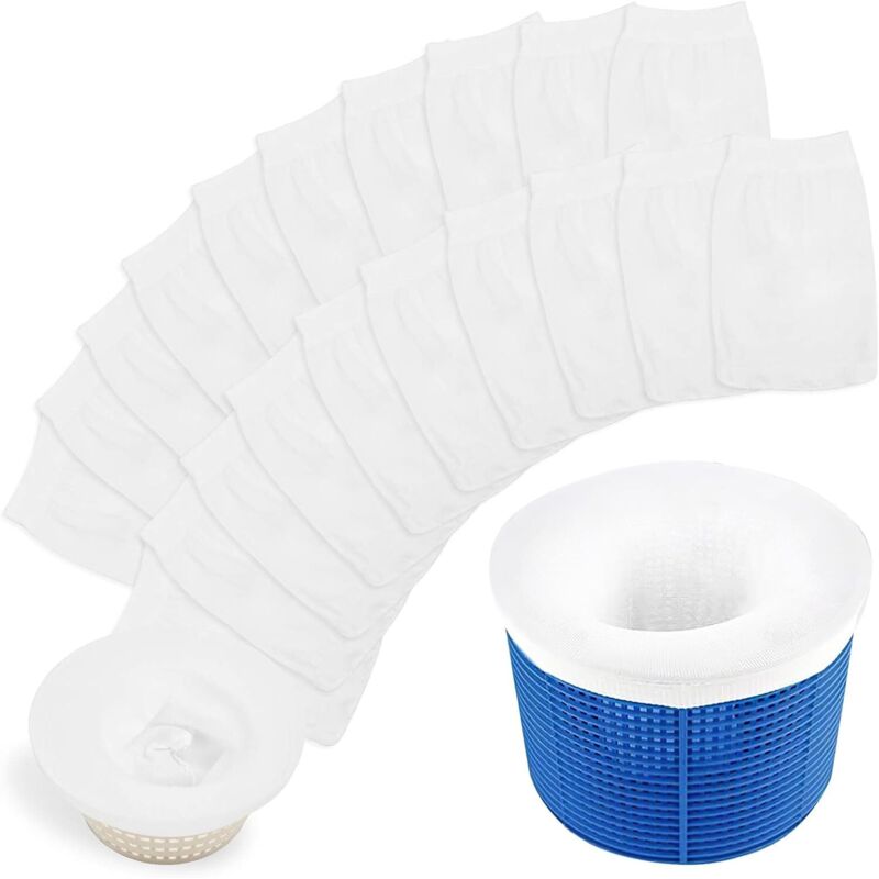 20 Stück Pool-Skimmer-Socken, wiederverwendbare Pool-Filtersocken, elastischer Nylon-Skimmer-Vorfilter mit ultrafeinem Netz, Pool-Skimmer-Socken für