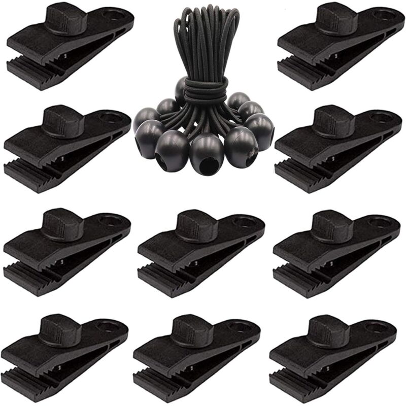 Linghhang - 20 Stück robuste Planen-Clips – Planen-Schraub-Zeltklemmen mit elastischer Kugel für Markisen, Markisen, Pergola, Planenabdeckungen,