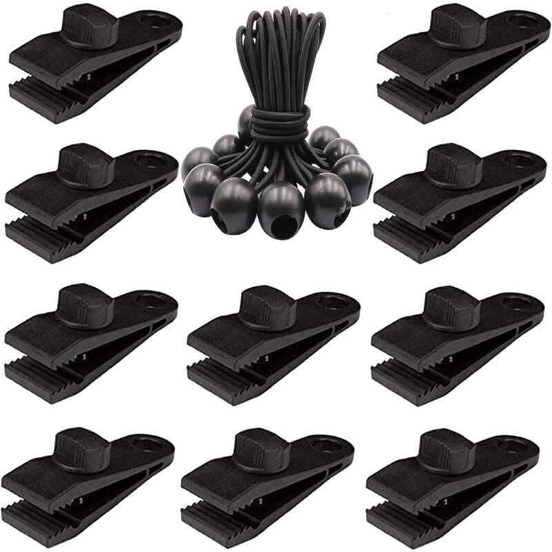 20 Stück robuste Planen-Clips – Planen-Schraub-Zeltklemmen mit elastischer Kugel für Markisen, Markisen, Pergola, Planenabdeckungen, Outdoor-Camping,