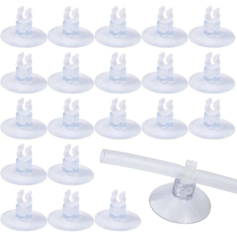 20 Stück transparente Aquarium-Saugnäpfe, 5 mm Aquarium-Saugnäpfe mit Rohrhalter-Clips, Klemmen für Aquarium-Fisch-Saugnäpfe, Luftpumpe
