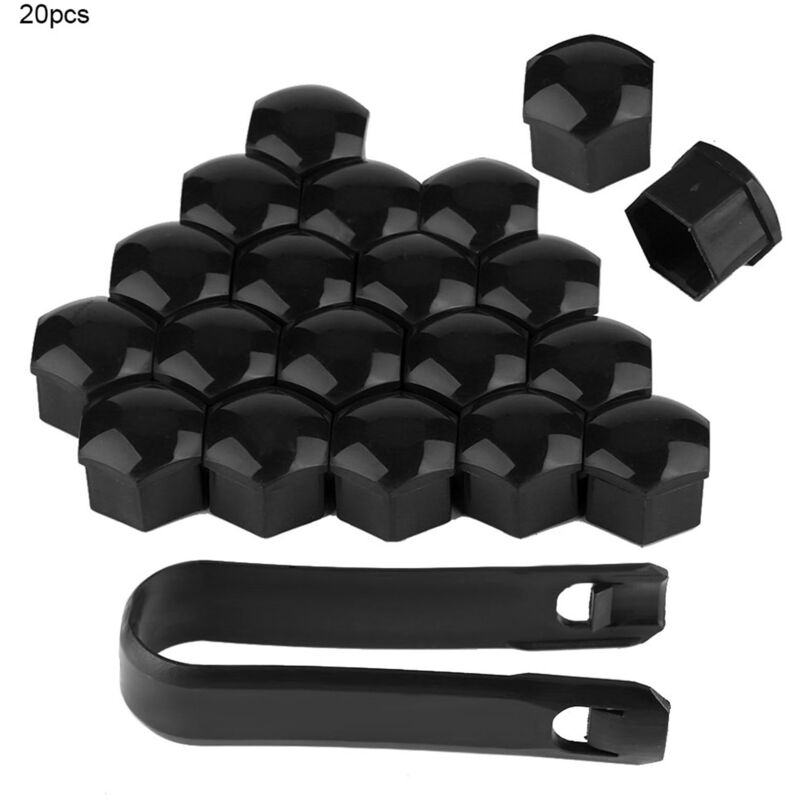 Ej.life - Radschraubenkappen Mutterkappen 20pcs 19mm Auto Radmutter Kappen Auto Hub Screw Cover Bolt Felgen Außenschutz(Schwarz)