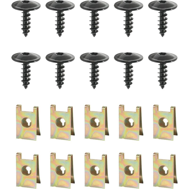 20-teiliges Befestigungsset für Autokotflügel, U-Clips und Schrauben, universelles Metall, Schrauben und Muttern, ersetzt N90974701, passend für die