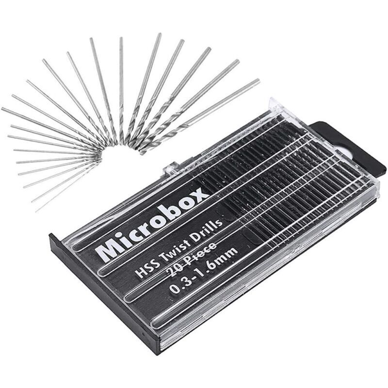 20-teiliges Spiralbohrer-Set, 0,3–1,6 mm, HSS, Mini-Handbohrer, Handbohrer, Mini-Schraubenbohrer-Set zum Bohren, Modellbau, Metall-Holz-Handbohrer