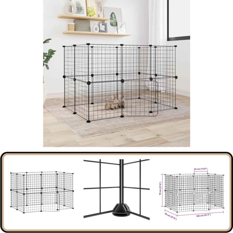 Vidaxl - 20-tlg. Haustierkäfig mit Tür Schwarz 35x35 cm Stahl - Haustierkäfig - Kleintiere - Hamsterkäfig - Rattenkäfig - Meerschweinchenkäfig