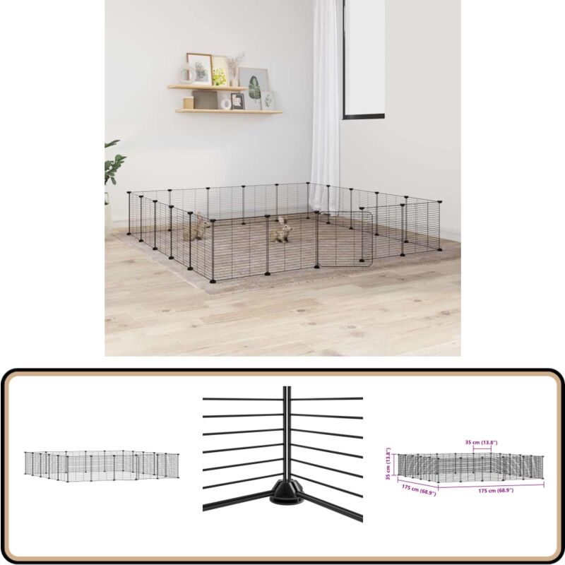 Vidaxl - 20-tlg. Haustierkäfig mit Tür Schwarz 35x35 cm Stahl - Haustierkäfig - Kleintiergehege - Kaninchendrahtzaun - Hamsterkäfig - Vogelvoliere