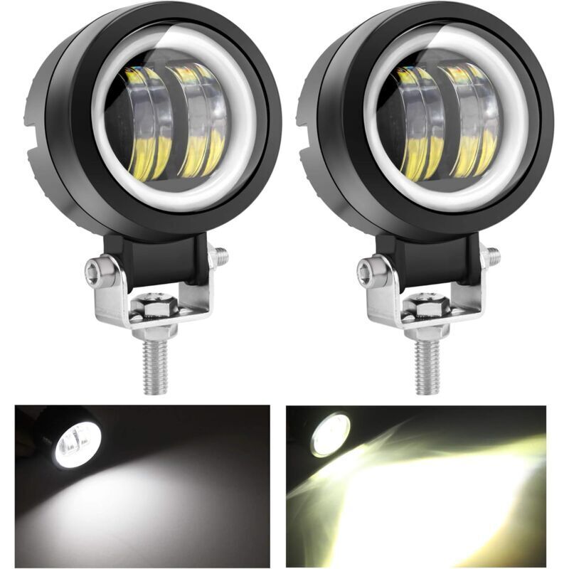 Odipie - 20 w LED-Nebelscheinwerfer, Offroad-Angel-Eye-Tagfahrlicht, wasserdichte LED-Arbeitslampe für lkw, suv, atv, Motorrad, Traktor, Boot