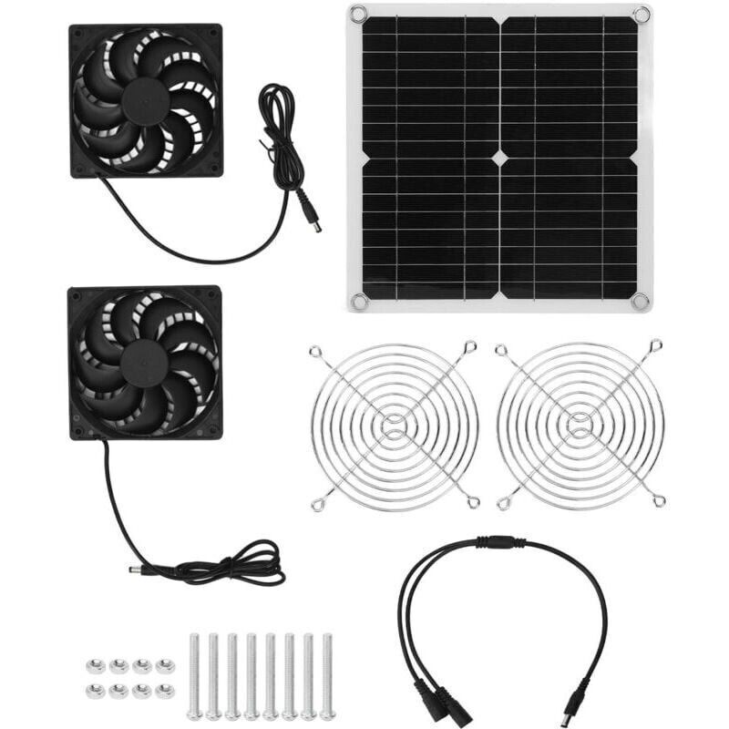 20-W-Solarventilator-Set, solarbetriebener Ventilator, wasserdichter Abluftventilator, USB-Solarpanel-Ventilator für Gewächshäuser, Wohnmobile,
