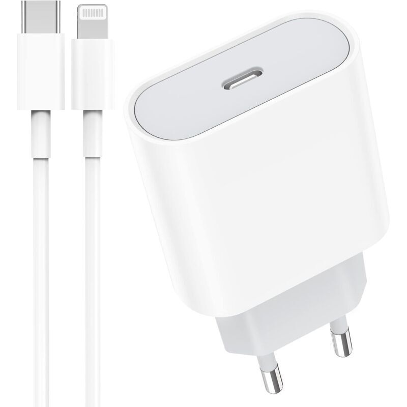 20-W-USB-C-Schnellladegerät mit 2-m-Kabel für iPhone 14/14 Pro/14 Pro Max/14 Plus/13/12/11/SE/X/XS/XR, AirPods, USB-C-Netzteil