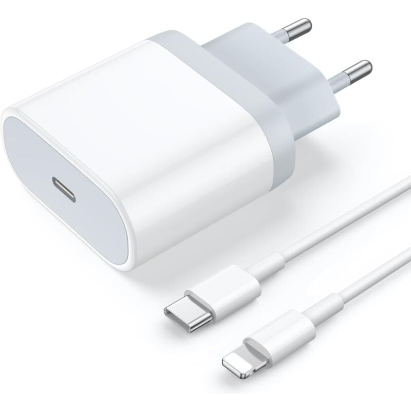 Ugreat - 20 w USB-C-Schnellladegerät und 1 m Lightning-Kabel, Netzteilanschluss, Schnellladung für iPhone 14/14 Pro/14 Pro Max/13/12/11/XR/XS/X/iPad,