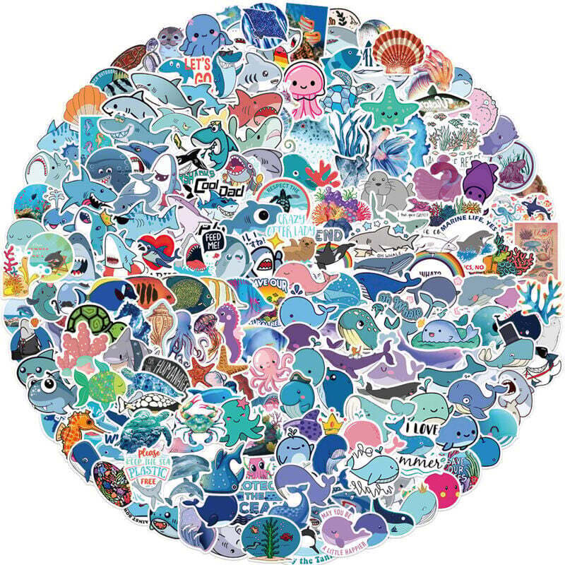 200 bunte und niedliche Vinyl-Aufkleber für Wasserflaschen, Computer, Skateboards, Handys und Laptops. Wasserfeste und süße Aufkleber, auch