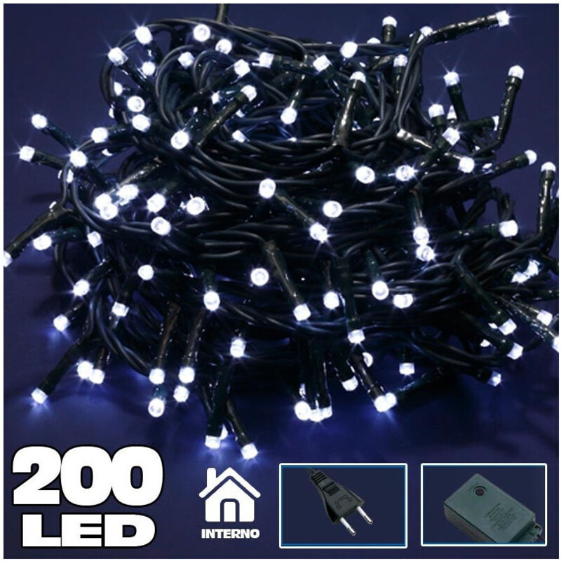 Trade Shop Traesio - Trade Shop - lichterkette 200 led lichter glühwürmchen kaltweiss mit controller 8 funktionen -