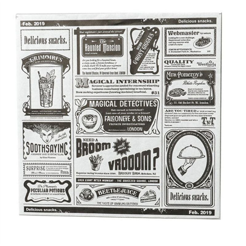 200 StüCk Englisches Zeitungspapier, Fettdichtes Papier, Snackpapier, öLabsorbierendes Pommes-Frites-Sandwich-Geschenkpapier,