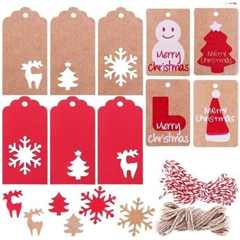 200 Stück Kraftpapier-Geschenkanhänger, Weihnachtsbaum-Anhänger