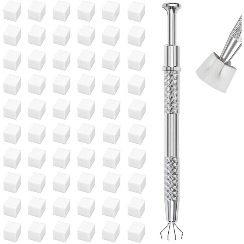 Bluedeer - 200 Stück Nail Art Schwämme mit Metallgreifer, nagel designing zubehör, 100 Mini-Schwämme, Greifer für Nageldesign und Ombre-Muster (Weiß)