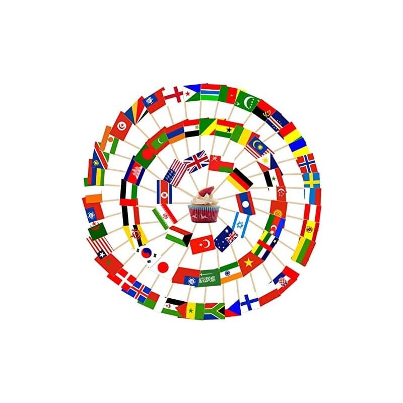 200 Stück WM-Flagge, Teilnehmerland, Cocktail-Stick, Zahnstocher-Flagge für Sandwich, Essen, Cupcake-Topper, Geschirr, Partyzubehör, Kneipe,