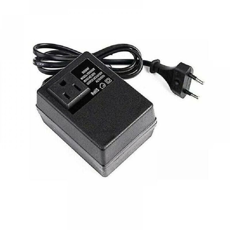 Spannungswandler 200W EU-zu-US Transformator Abwärtswandler 220V auf 110V Reiseadapter Monophasen EU-Stecker