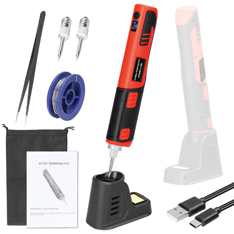 2000 mAh kabelloser tragbarer Lötkolben mit Lötstation, hohe Kapazität und schnelles Aufheizen, max. 450 °C – 25 Sekunden Aufheizzeit, Pinzette für