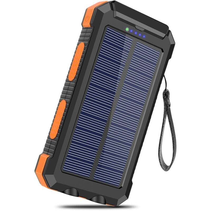 20000mAh Solarladegerät mit 2 USB-Anschlüssen, tragbare kabellose Powerbank, Schnellladefunktion für Smartphones, Tablets, Outdoor-Camping (Orange)