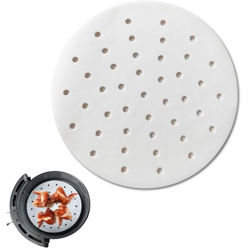 200er-Packung Air Fryer Liner, 7 Zoll Durchmesser, rund, antihaftbeschichtet, perforiert, Air Fryer Liner, 7 Zoll Papier für Air Fryer und Dampfgarer