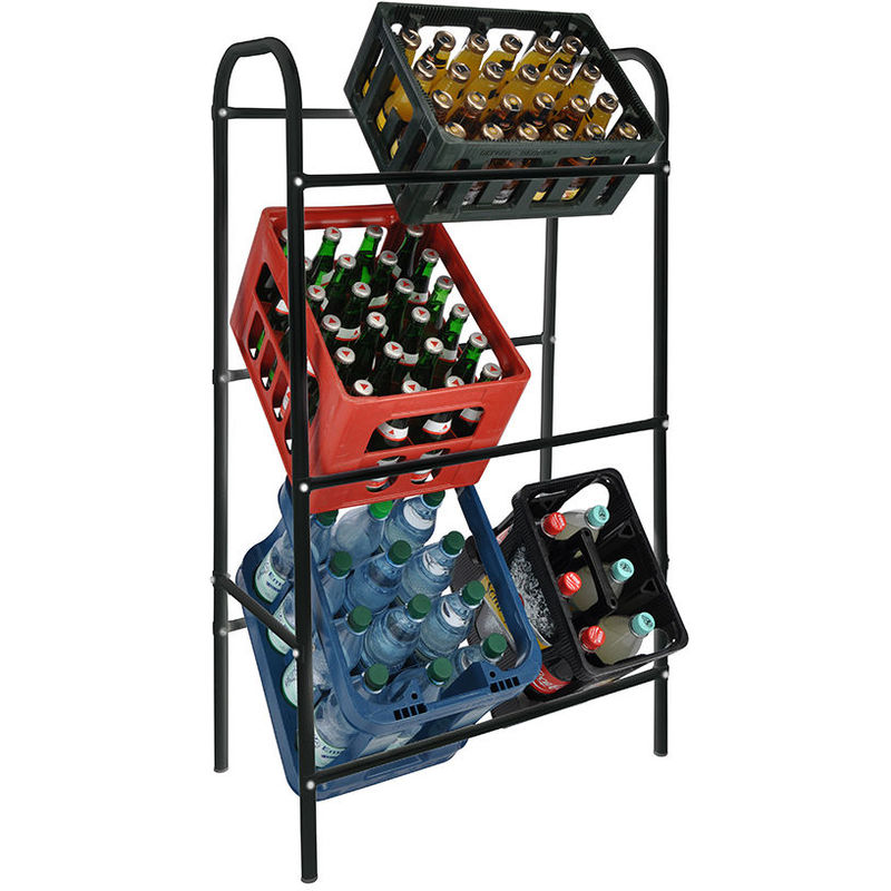 Kastenständer 6 Kisten - schwarz - Getränkekistenregal Kisten Ständer Bier Regal