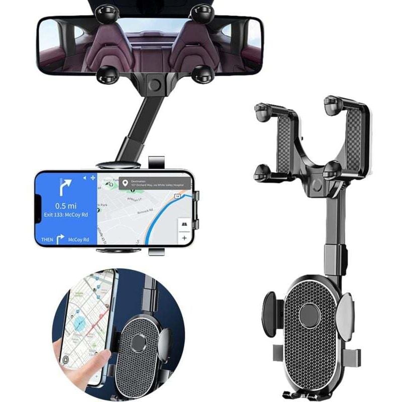 2022 Version Auto Rückspiegel Telefon Halter, Auto Handy Halter, 360 ° Flexibel Drehbar Multifunktionale Einziehbare Auto Telefon Halter