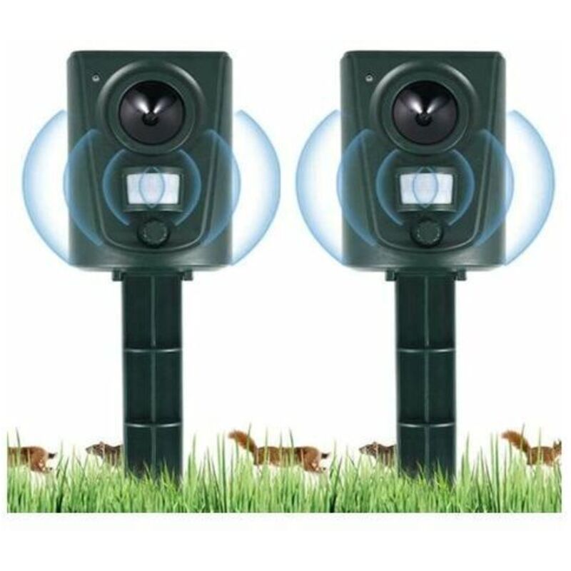 2023 2X Ultraschall Katzenabwehr Garten, Katzenabwehr mit Erdspieß gegen Hunde und Katzen, Vögel, für Gärten, Felder, Baumschulen, wasserdicht..DEBUNS