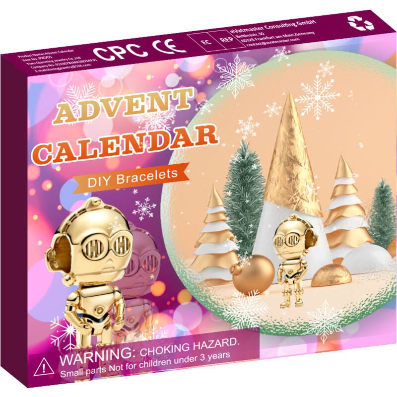 2024 Adventskalender für Mädchen, Weihnachts-Countdown-Kalender 24 Tage mit DIY-Armband, Ringen, Weihnachtsschmuck, Geschenk für Mädchen