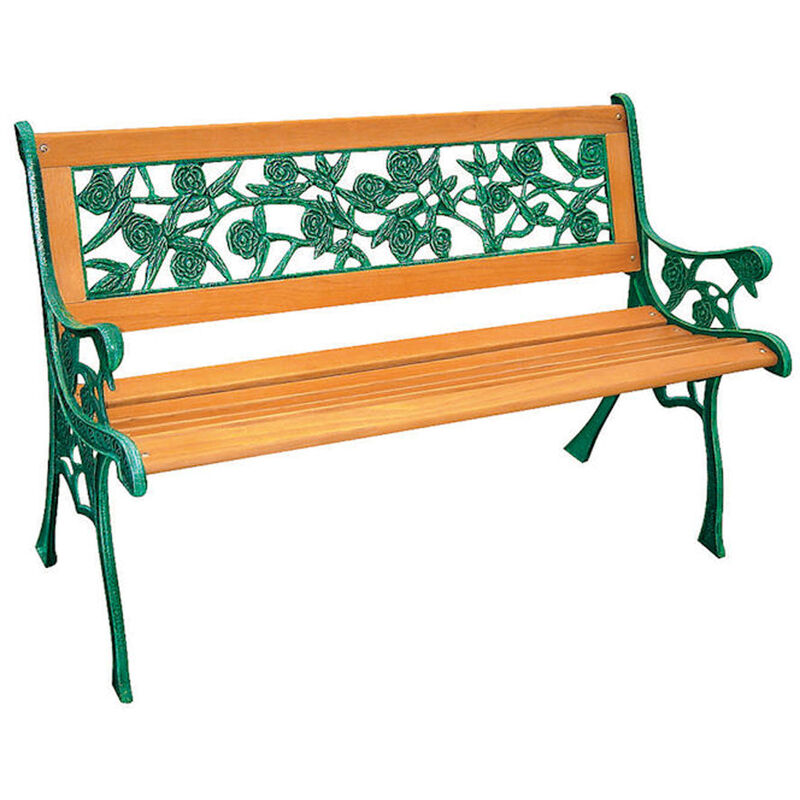 Spetebo - Rosen Parkbank mit Gusseisen - Holz Gartenbank Hartholz Bank Sitzbank