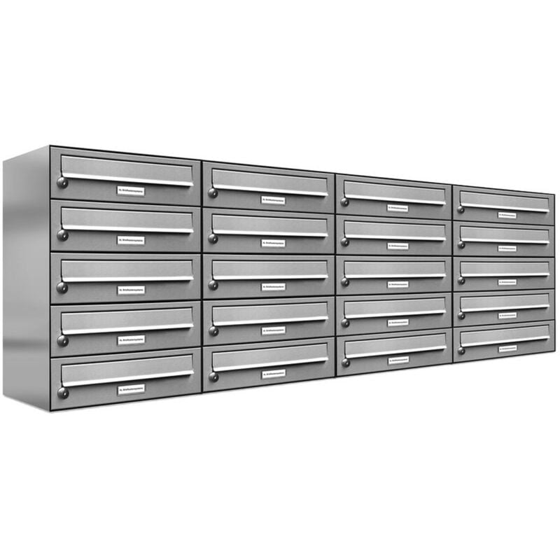 20er V2A Edelstahl Wandbriefkasten Anlage 20 Fach Briefkasten Postkasten