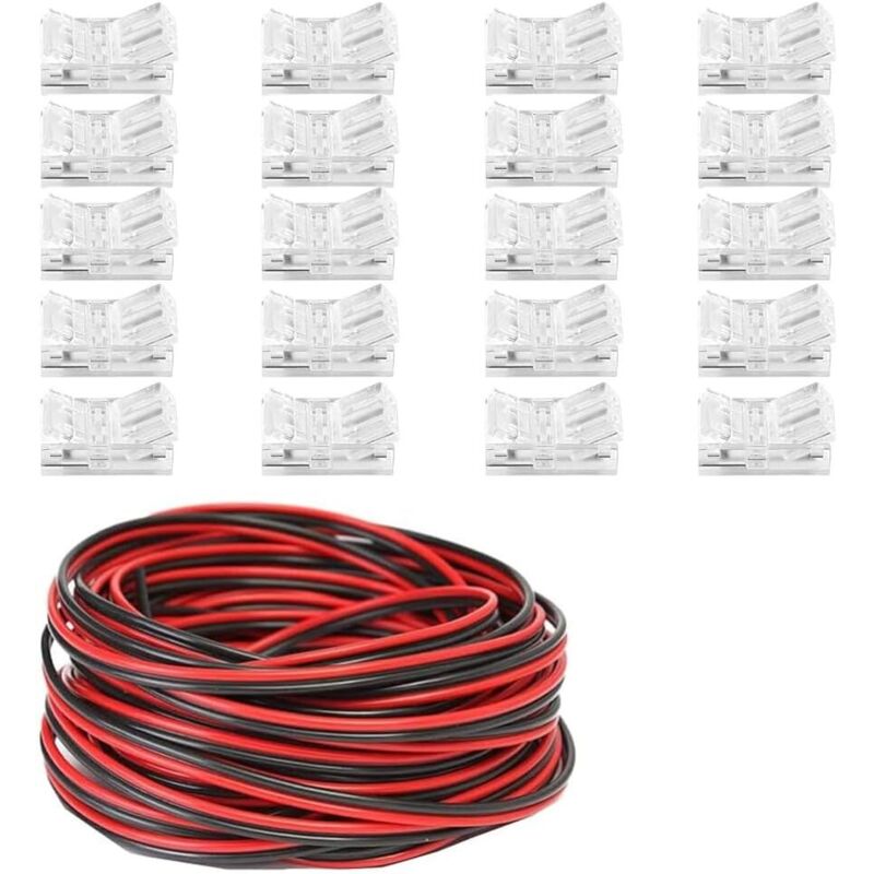 Bluedeer - 20m 22 awg 2 Pin led Streifen Verlängerungskabel led Strip Anschlusskabel led Verbinder, 12v-24V kabel