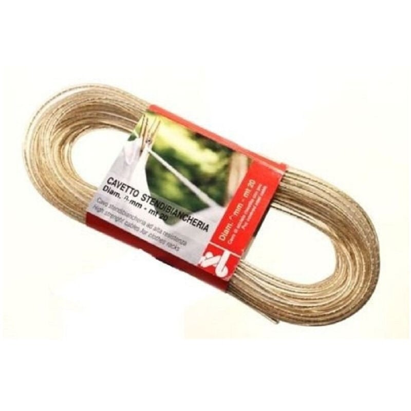 Trade Shop Traesio - Trade Shop - Wäschetrocknerseil, 20 m, 5 mm Durchmesser, Wäsche, kunststoffbeschichtetes Stahlkabel -