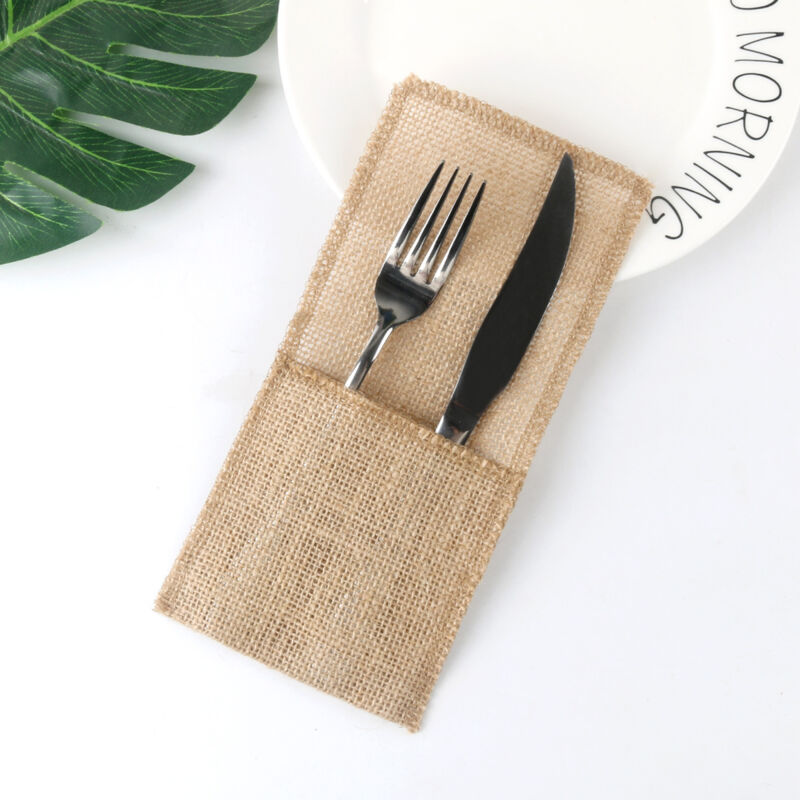 20 Stück Jute-Dentelle-Couvert-Tasche, originelle Dekoration, Jute-Couvert-Tasche, Hochzeitsparty-Zubehör