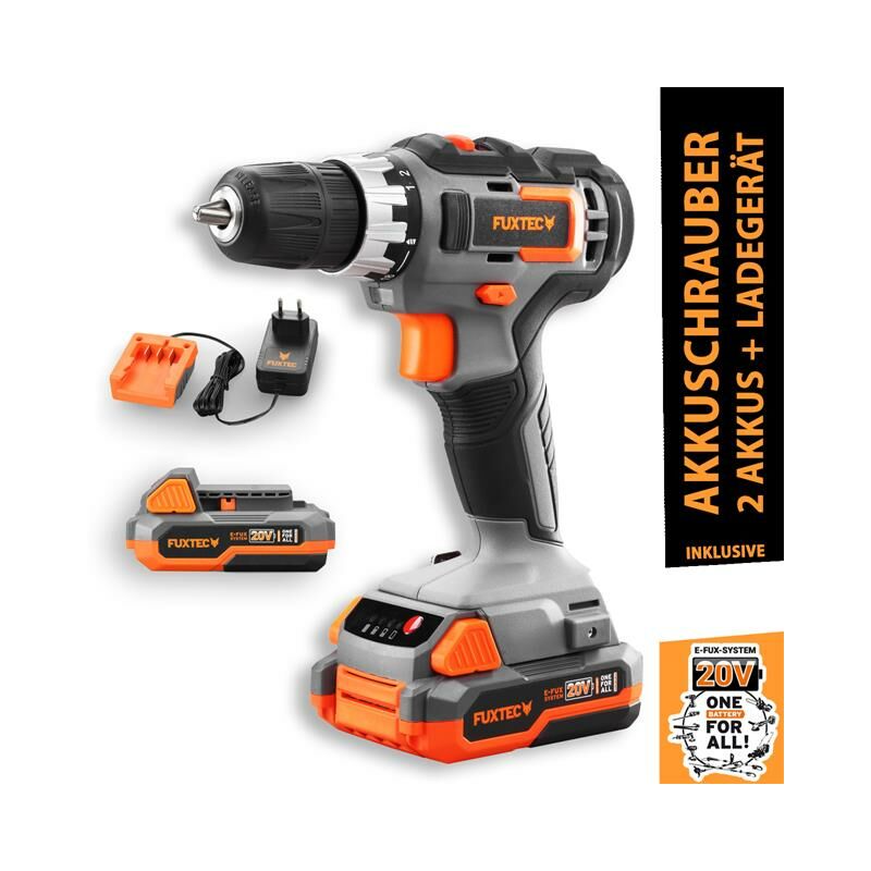 20V Akkuschrauber FX-E1BS20 set mit 2 x Akku 2Ah, 1 x Ladegerät 1A - Fuxtec