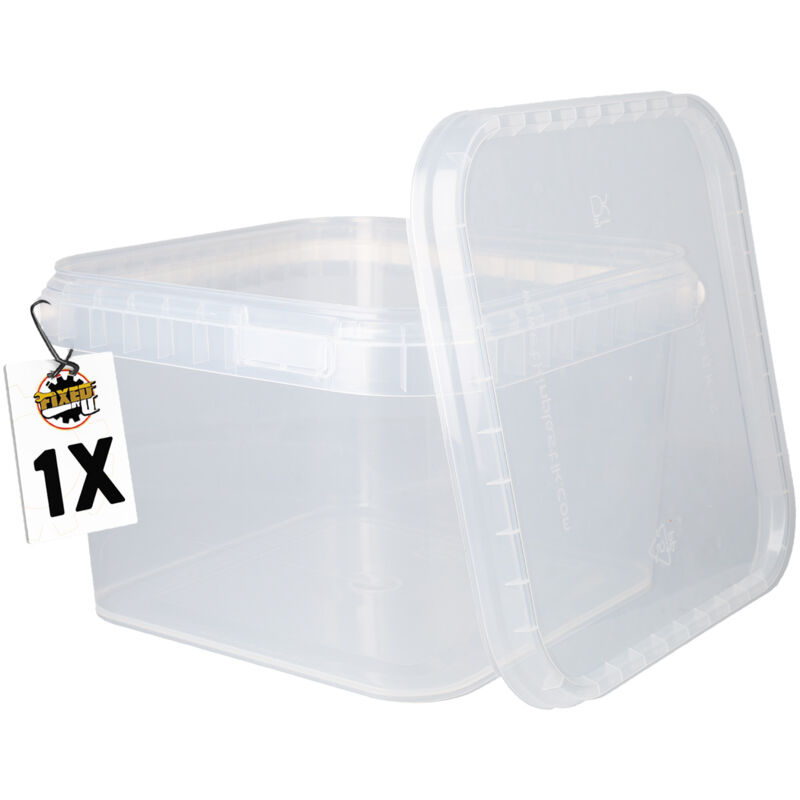 Fixedbyu - Kunststoffeimer eckig mit Deckel lebensmittelecht luftdicht 3,5L