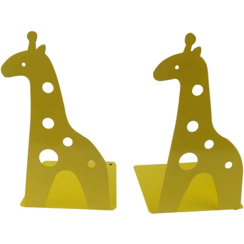 21 cm große Giraffenform, rutschfeste Buchstützen aus Eisen für Kinder, Bibliothek, Schule, Büro, Zuhause (gelb)