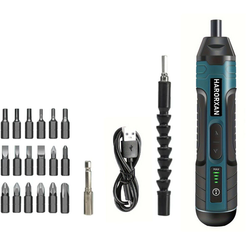 21-in-1-Akkuschrauber, wiederaufladbarer 3,6-V-Schraubendreher, Akkuschrauber mit max. 5 Nm Drehmoment, 4-Gang-Drehmoment, LED-Licht, ideal für den