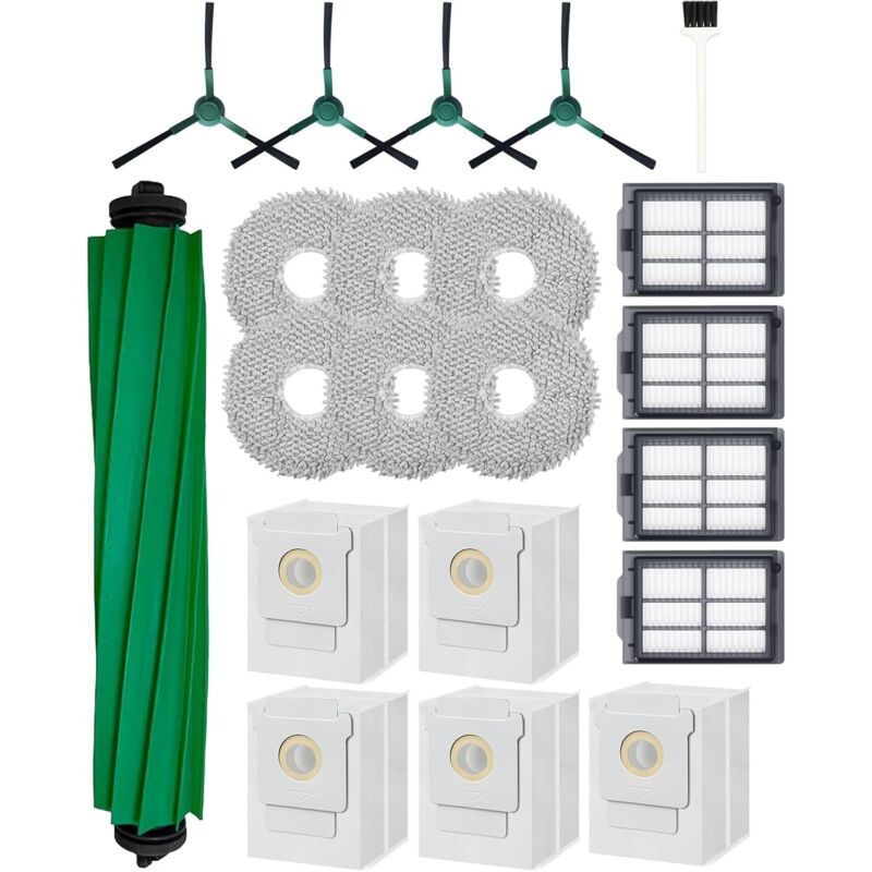 21-teiliges Ersatzteilset für iRobot Roomba Plus 405/505 Combo Saugroboter: 1 rotierende Bürste, 4 Seitenbürsten, 5 Staubbeutel, 4 HEPA-Filter, 6