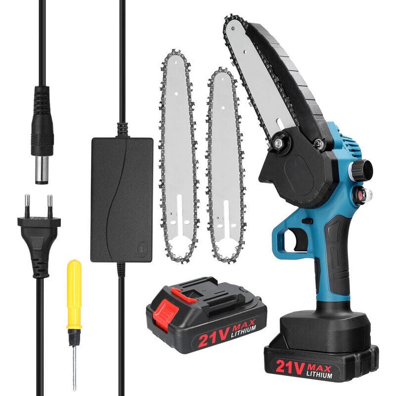 21 V 4 Zoll + 6 Zoll + 8 Zoll Tragbare elektrische Astsäge Kleine Holzspaltkettensäge Bürstenmotor Holzbearbeitungswerkzeug für Obstgarten,